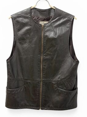 VINTAGE Bedoya & Sly 100% Genuine Brown Leather Vest | Unisex Size Small